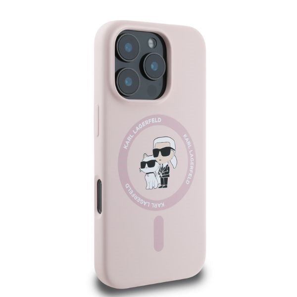 Karl Lagerfeld iPhone 16 Pro Max - Silicone KC Heads Ring MagSafe - Θήκη Σιλικόνης με MagSafe - Pink - KLHMP16XSCMKCRHP
