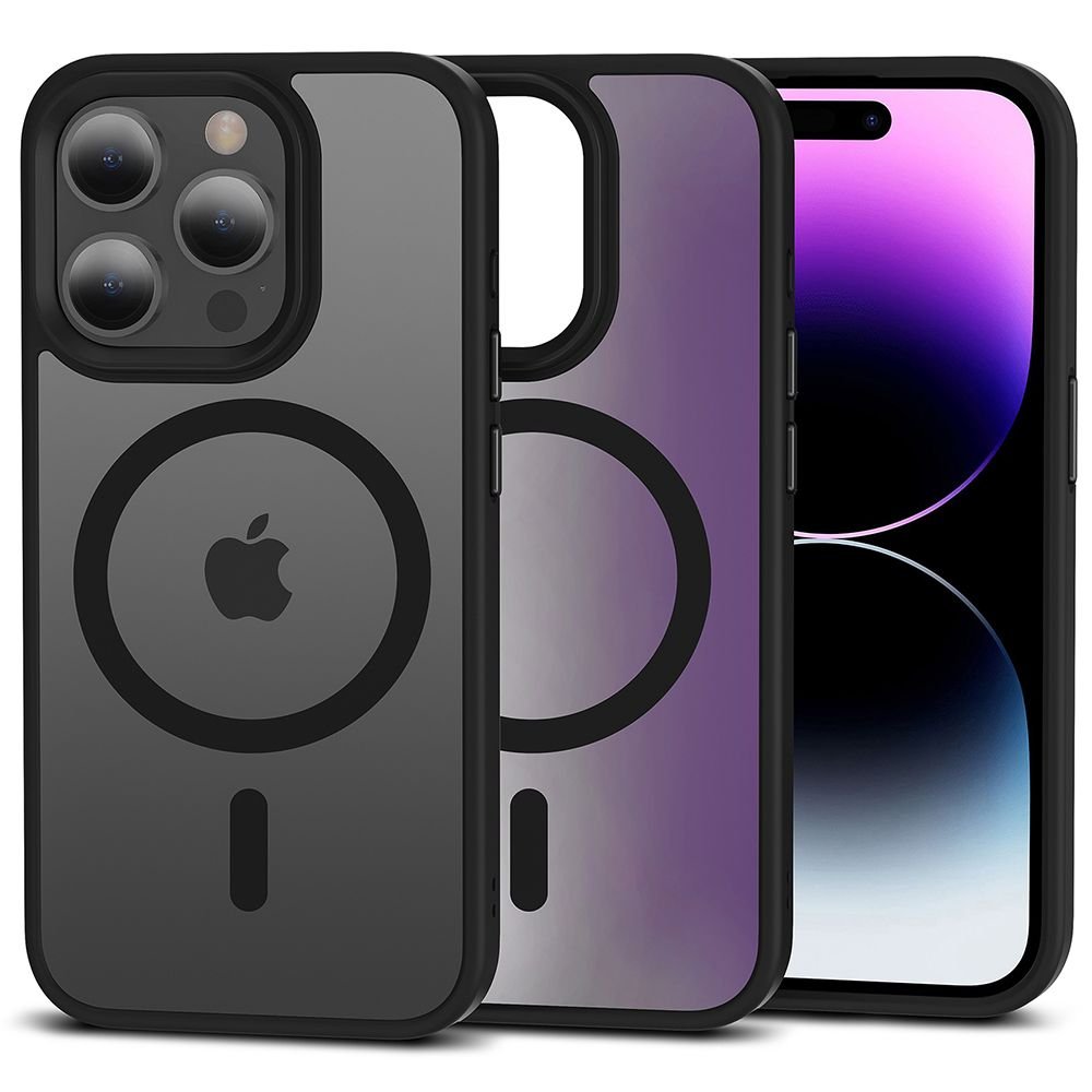 Tech - Protect iPhone 15 Pro Max MagMat Σκληρή Θήκη με Πλαίσιο Σιλικόνης και MagSafe - Matte Black / Ημιδιάφανη