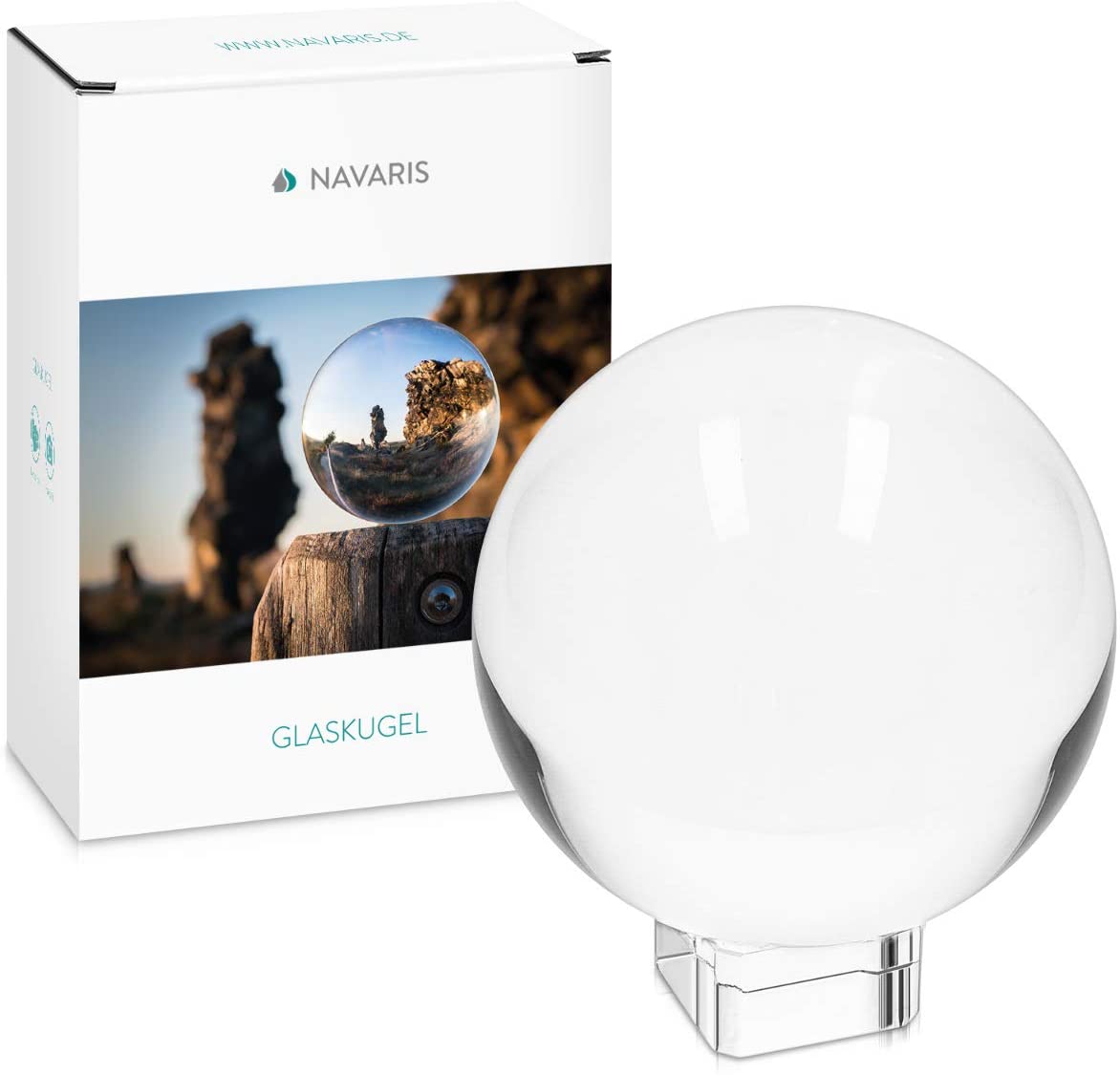 Navaris Glass Photo Ball Κρυστάλλινη Σφαίρα - 130mm - Clear - 45357.27