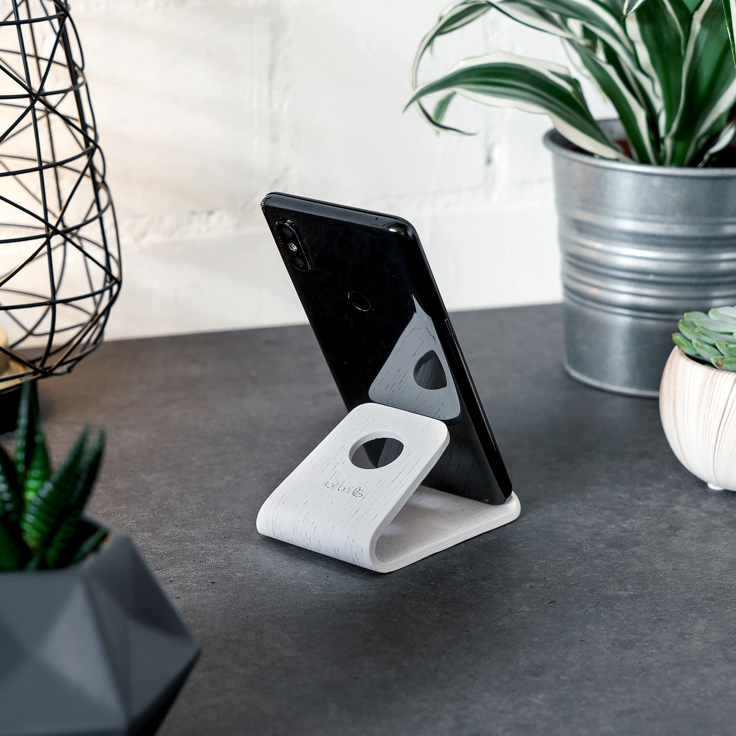 Kalibri Wooden Mobile Stand Βάση Στήριξης Κινητών από Φυσικό Ξύλο - White Oak - 34561.02