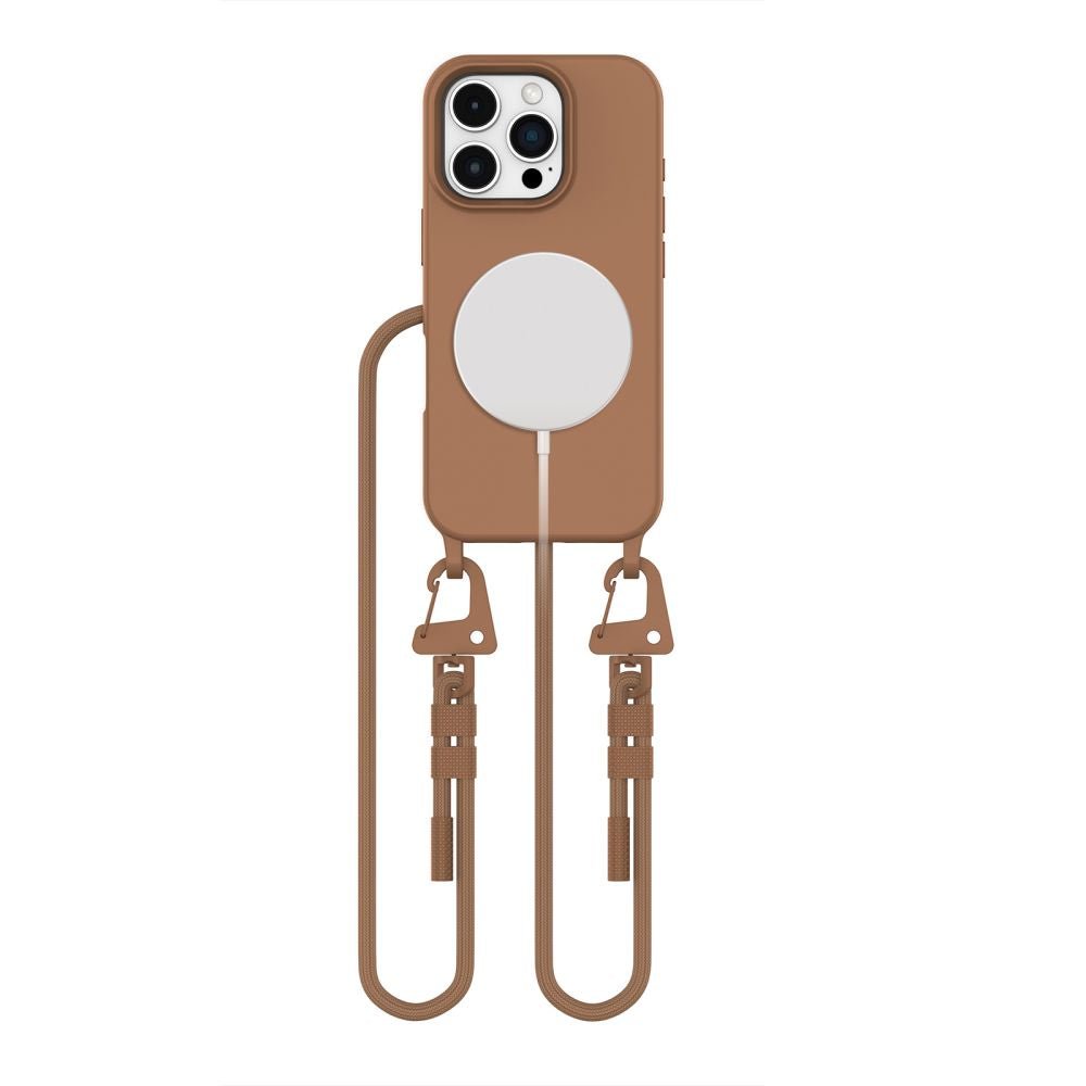 Tech - Protect iPhone 16 Pro MagNecklace - MagSafe Θήκη Σιλικόνης TPU με Pυθμιζόμενο Αποσπώμενο Κορδόνι - Chocolate Brown