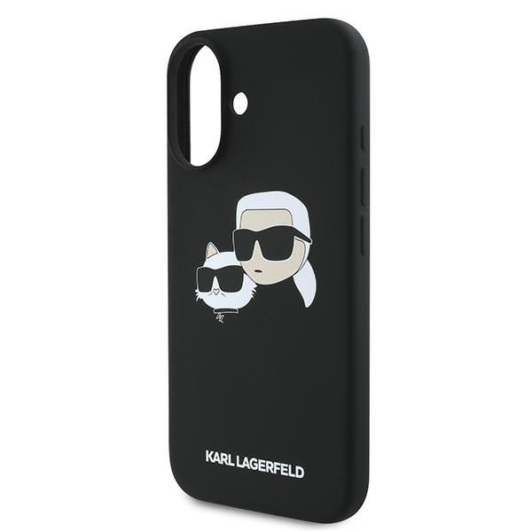 Karl Lagerfeld iPhone 16 Plus - Silicone Double Heads Print - Θήκη Σιλικόνης με MagSafe - Black - KLHMP16MSKCHPPLK
