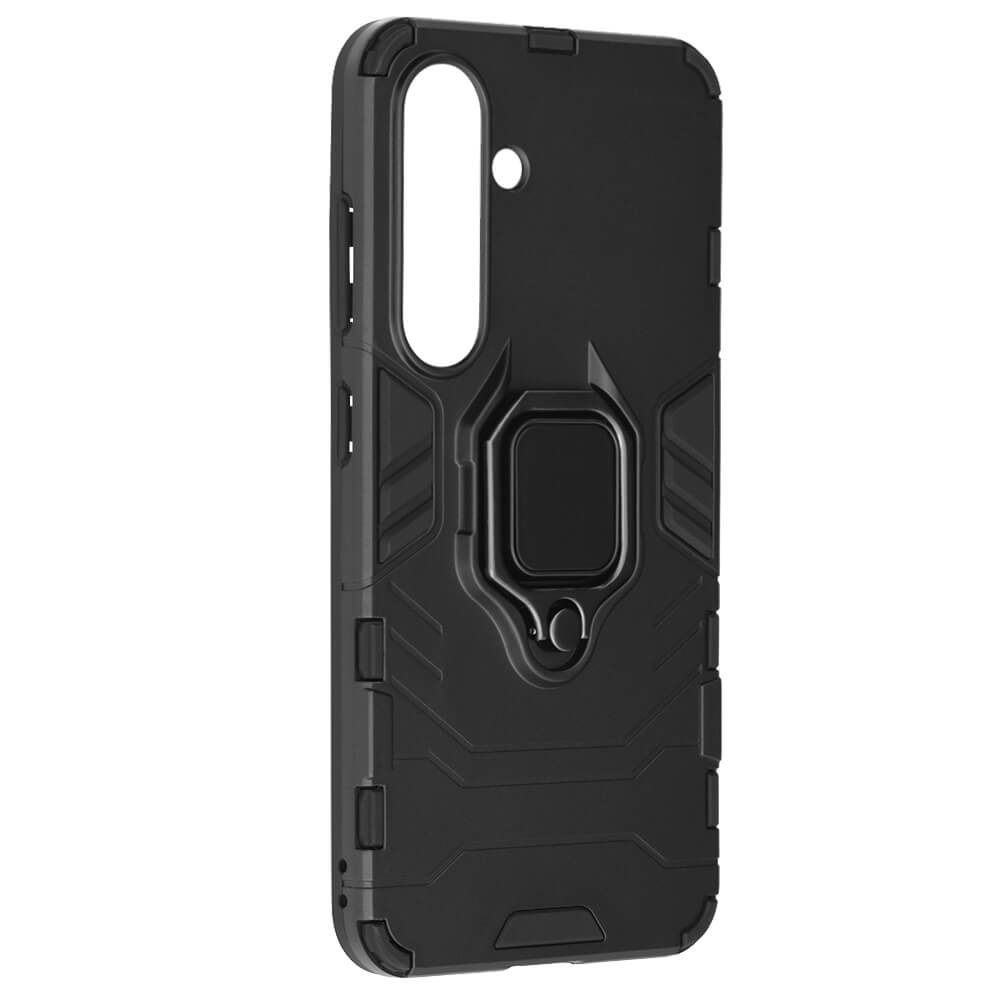 Techsuit Samsung Galaxy S25 - Silicone Shield - Σκληρή Θήκη με Δαχτυλίδι Συγκράτησης - Black