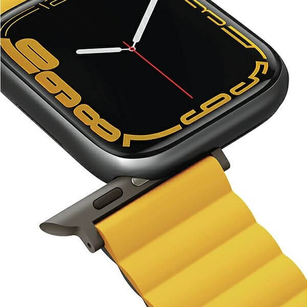 Uniq Λουράκι Apple Watch 2 / 3 / 4 / 5 / 6 / 7 / 8 / 9 / SE / ULTRA 1 / ULTRA 2 - 42 / 44 / 45 / 49 mm Revix Μαγνητικό Σιλικόνης Διπλής Όψης - Mustard / Khaki