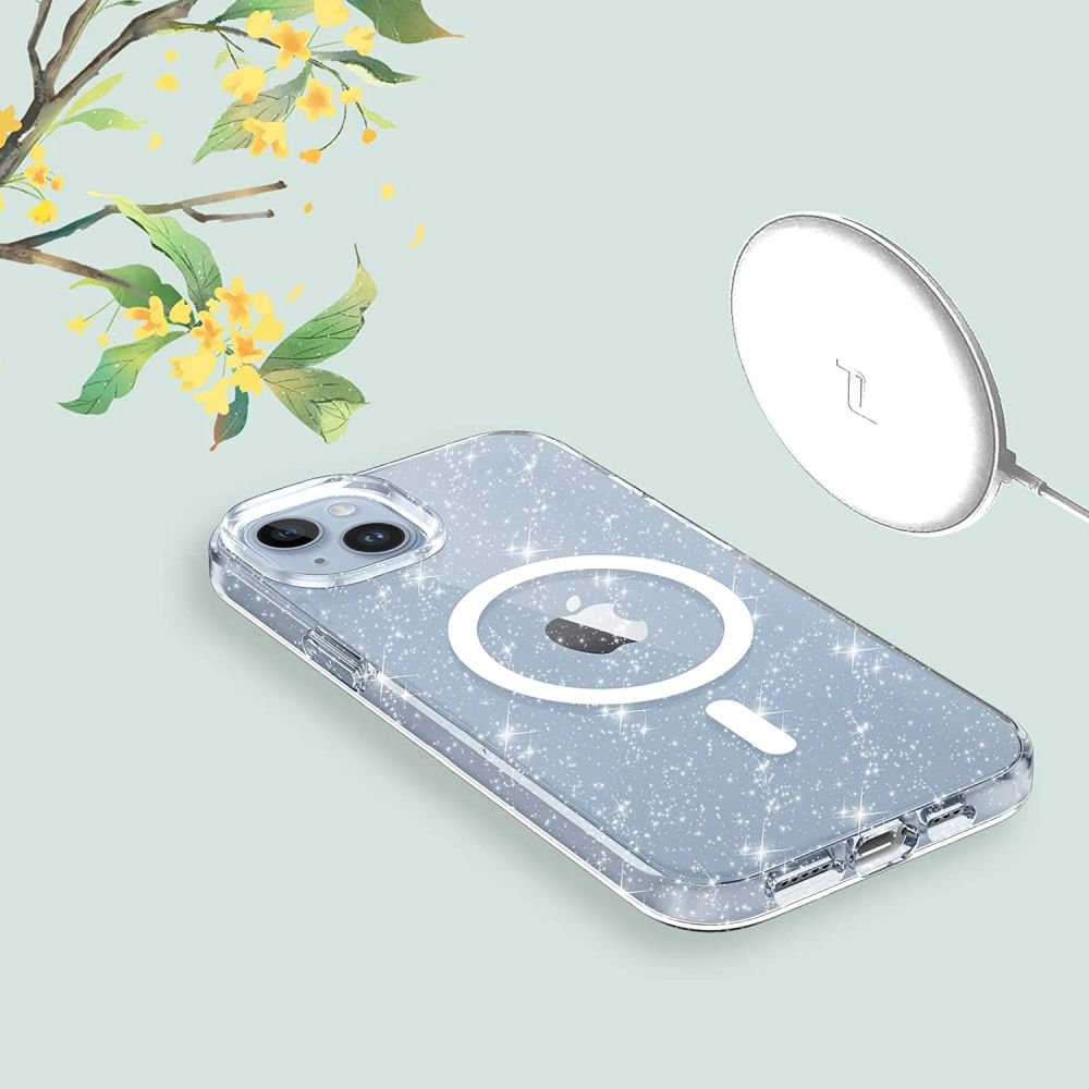 Tech - Protect iPhone 14 Pro Flexair Hybrid MagSafe Σκληρή Θήκη με Πλαίσιο Σιλικόνης και MagSafe - Glitter