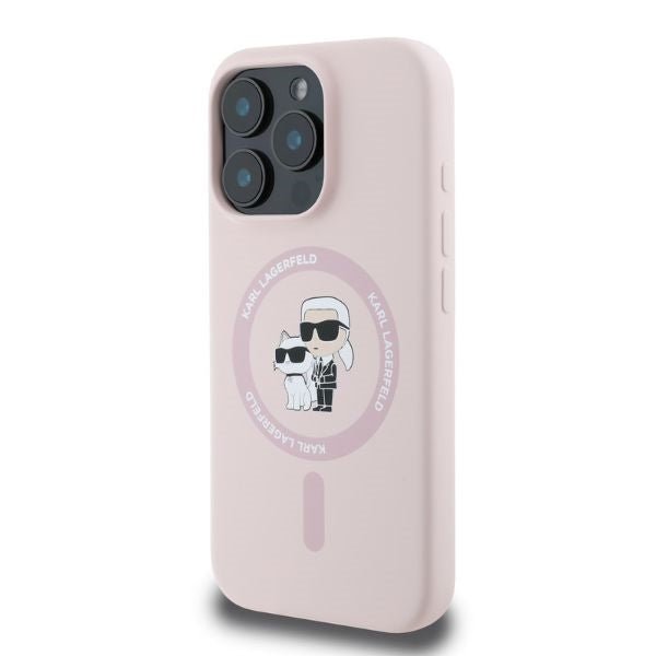 Karl Lagerfeld iPhone 16 Pro Max - Silicone KC Heads Ring MagSafe - Θήκη Σιλικόνης με MagSafe - Pink - KLHMP16XSCMKCRHP
