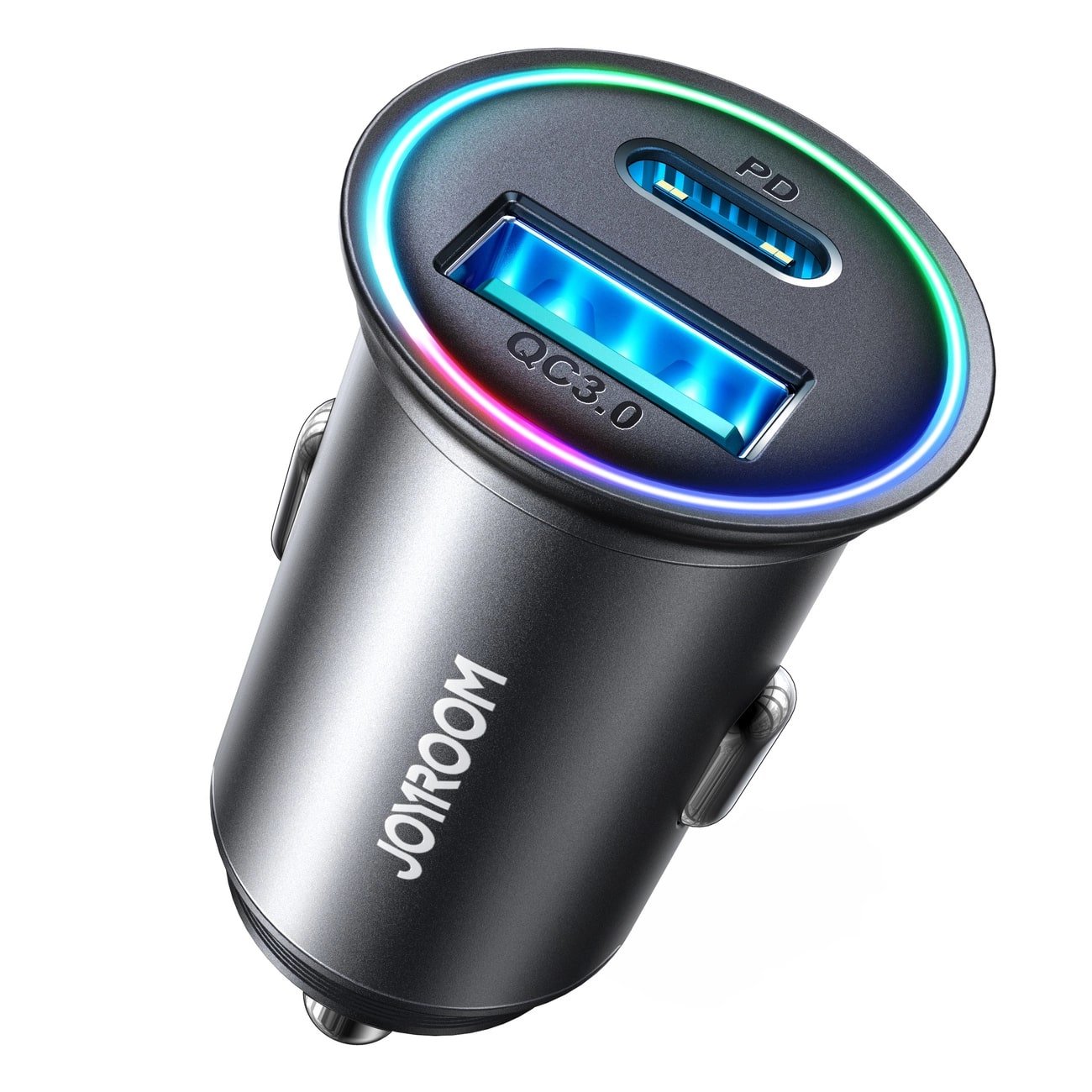 Joyroom Mini Φορτιστής Αυτοκινήτου Γρήγορης Φόρτισης με 1 Θύρα USB και 1 Θύρα Type - C PD 60W QC 3.0 - Black - JR - CCN04