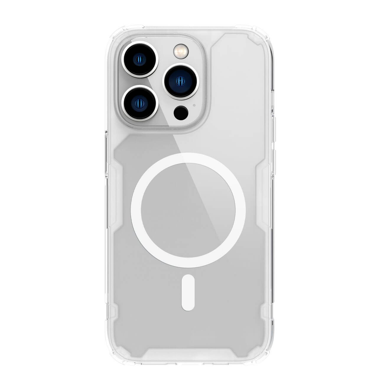 Nillkin iPhone 15 Pro Max Nature Pro Magnetic - Σκληρή Θήκη με Πλαίσιο Σιλικόνης και MagSafe - Διάφανη / White