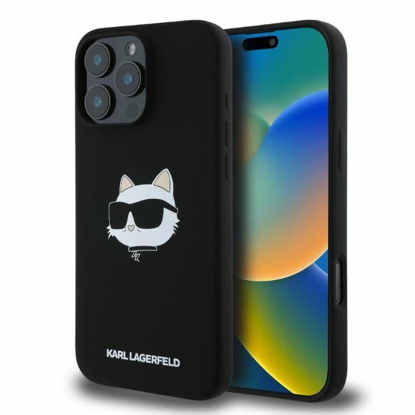 Karl Lagerfeld iPhone 16 Pro Max - Silicone Choupette Head Print - Θήκη Σιλικόνης με MagSafe - Black - KLHMP16XSCHPPLK