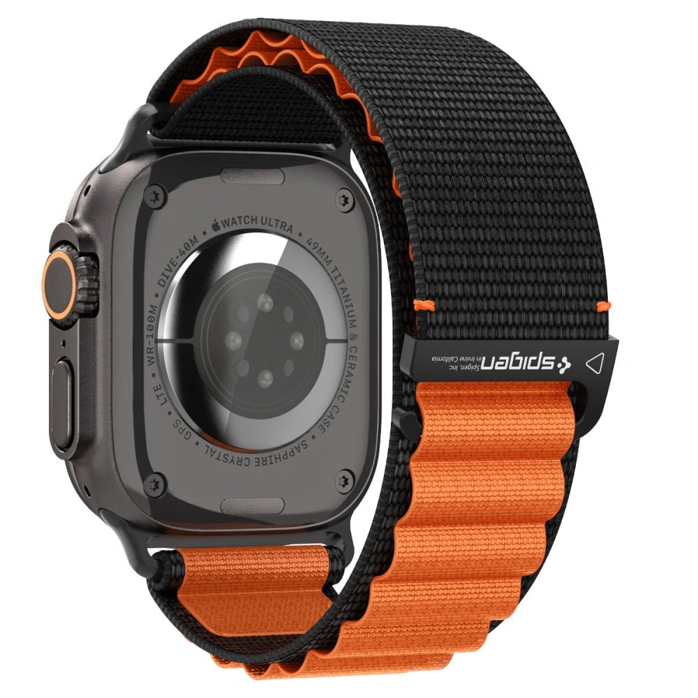 Spigen Λουράκι Apple Watch 8/9/10/11 - SE (1/2/3) - Ultra (1/2/3) – 44/45/46/49mm - WBF1 - Black / Orange