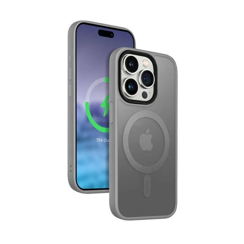 Crong iPhone 15 Pro Hybrid Frost Mag - Σκληρή Θήκη με Πλαίσιο Σιλικόνης και MagSafe - Grey