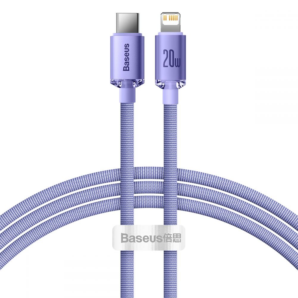 Baseus Crystal Shine Cable Type - C to Lightning PD 20W - Καλώδιο Δεδομένων και Γρήγορης Φόρτισης Type - C to Lightning 1.2M - Purple - CAJY000205