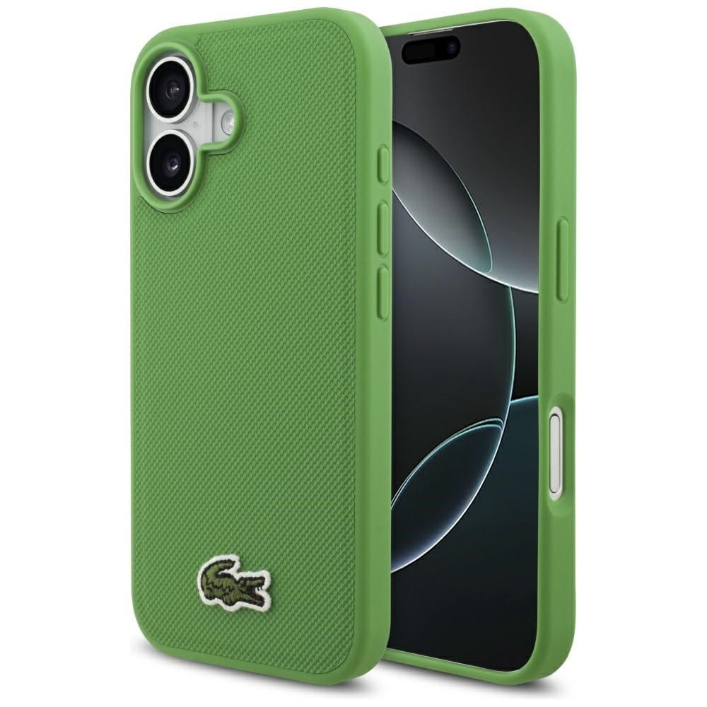 Lacoste iPhone 17 - Iconic Petit Pique Woven Logo MagSafe - Σκληρή Θήκη με Πλαίσιο Σιλικόνης - Green