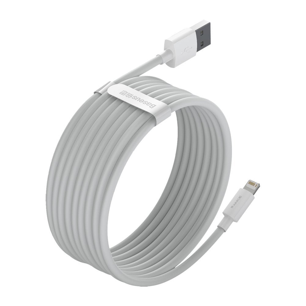 Baseus Simple Wisdom Lightning 2.4A - Καλώδιο Δεδομένων και Φόρτισης Lightning 1,5M για iPhone - 2 Τεμάχια - White - TZCALZJ - 02