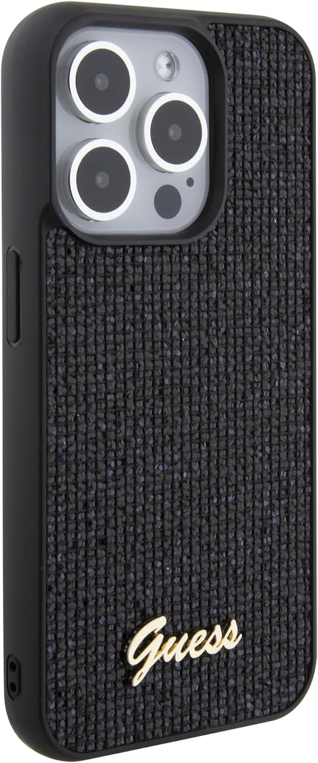 Guess iPhone 15 Pro Disco Metal Script Θήκη Σιλικόνης - Black - GUHCP15LPMSDGSK