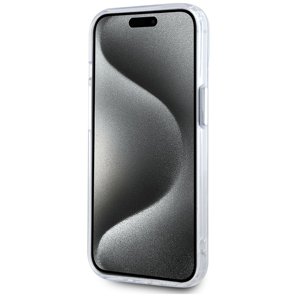 Karl Lagerfeld iPhone 15 - IML Metal Karl Head - MagSafe Σκληρή Θήκη με Πλαίσιο Σιλικόνης - White - KLHMP15SHLSKIH