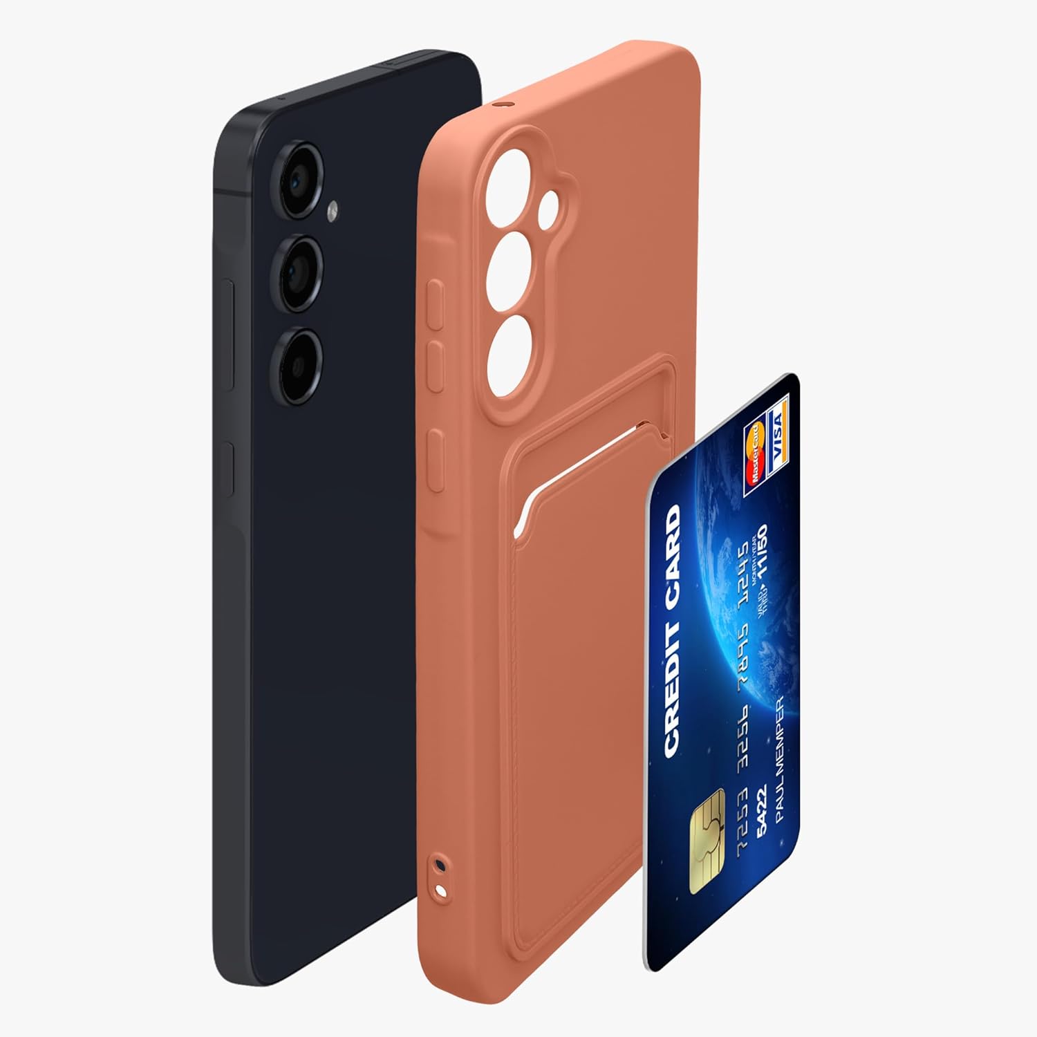 KW Samsung Galaxy A55 5G Θήκη Σιλικόνης TPU με Υποδοχή για Κάρτα - Grapefruit Pink