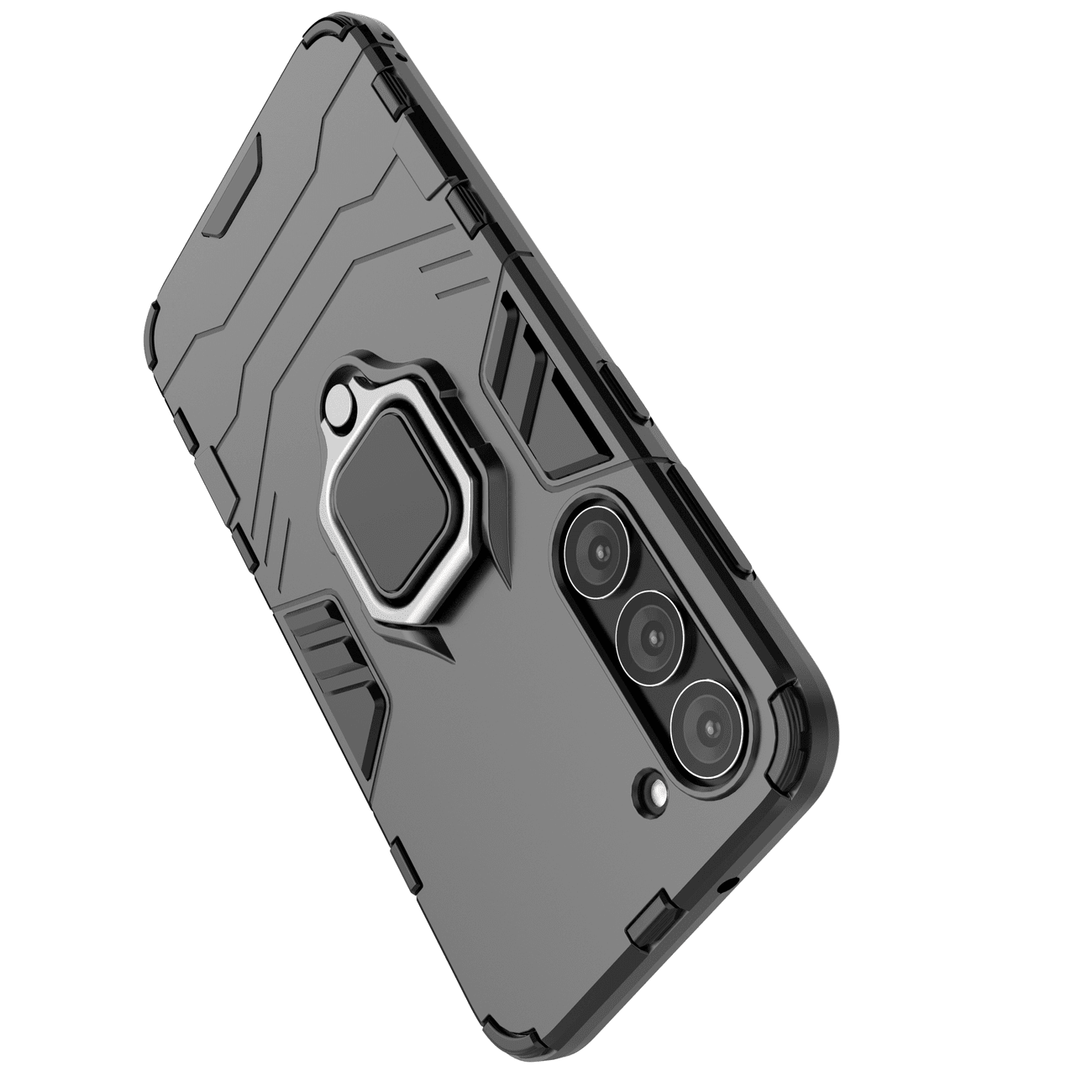 OEM Samsung Galaxy S23 Plus Rugged Armor Σκληρή Θήκη Υψηλής Προστασίας με Πλαίσιο Σιλικόνης και Δαχτυλίδι Συγκράτησης - Black