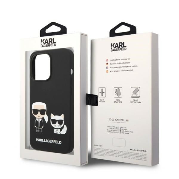 Karl Lagerfeld iPhone 14 Pro Liquid Silicone Karl and Choupette Θήκη Σιλικόνης με MagSafe - Black - KLHMP14LSSKCK