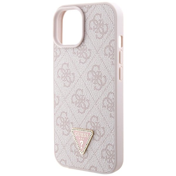 Guess iPhone 15 - Crossbody 4G Metal Logo Θήκη με Επένδυση Συνθετικού Δέρματος και Λουράκι - Pink - GUHCP15SP4TDSCPP
