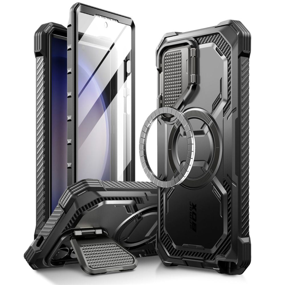 Supcase Samsung Galaxy S24 Ultra Armorbox Magsafe Σκληρή Θήκη με Προστασία Οθόνης και Κάλυμμα Κάμερας / Stand - Black