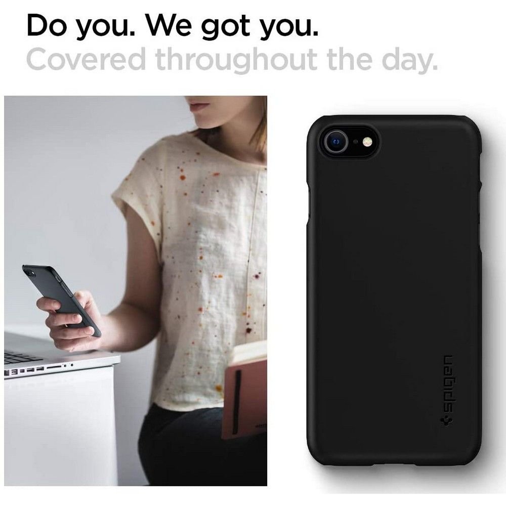 Spigen iPhone SE 2022 / SE 2020 / 7 / 8 Thin Fit Σκληρή Θήκη - Black