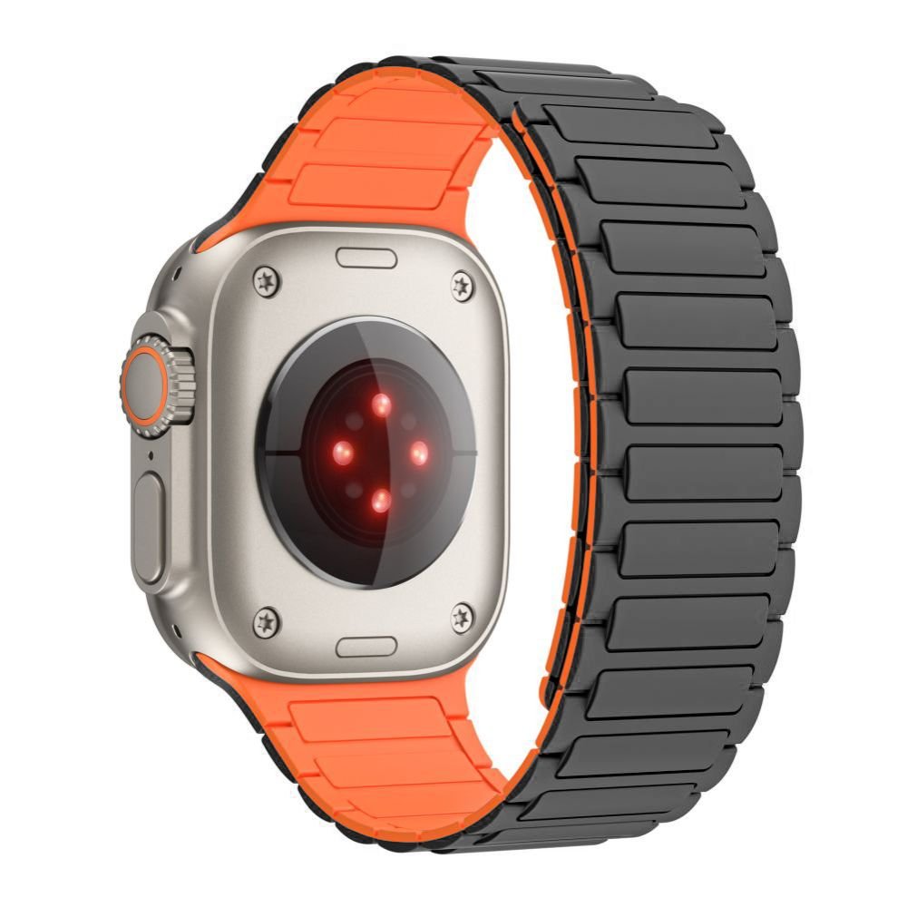 Tech - Protect Λουράκι Apple Watch 4 / 5 / 6 / 7 / 8 / 9 / SE / ULTRA 1 / ULTRA 2 - 42 / 44 / 45 / 49 mm IconBand Magnetic Μαγνητικό Σιλικόνης - Titanium / Orange