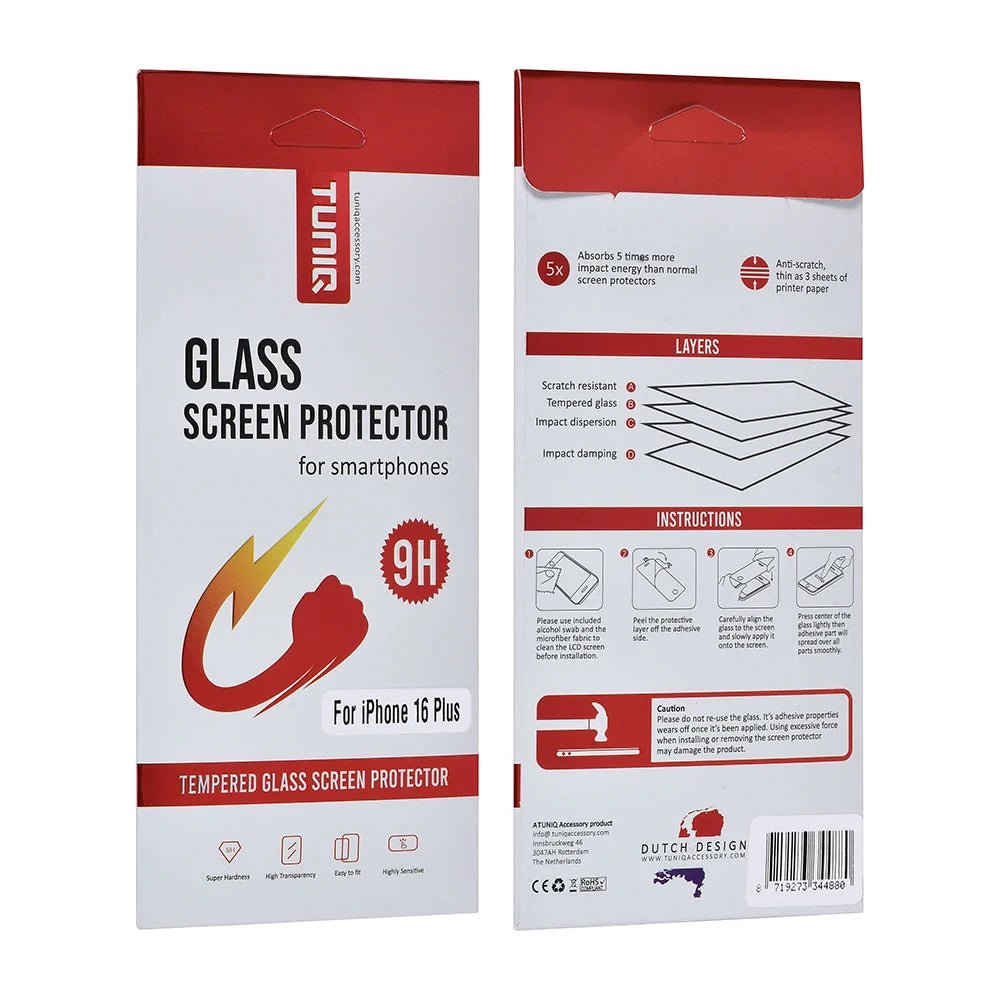 Tuniq iPhone 16 Plus - Προστασία Οθόνης - Αντιχαρακτικό Γυαλί / Tempered Glass - Διάφανο