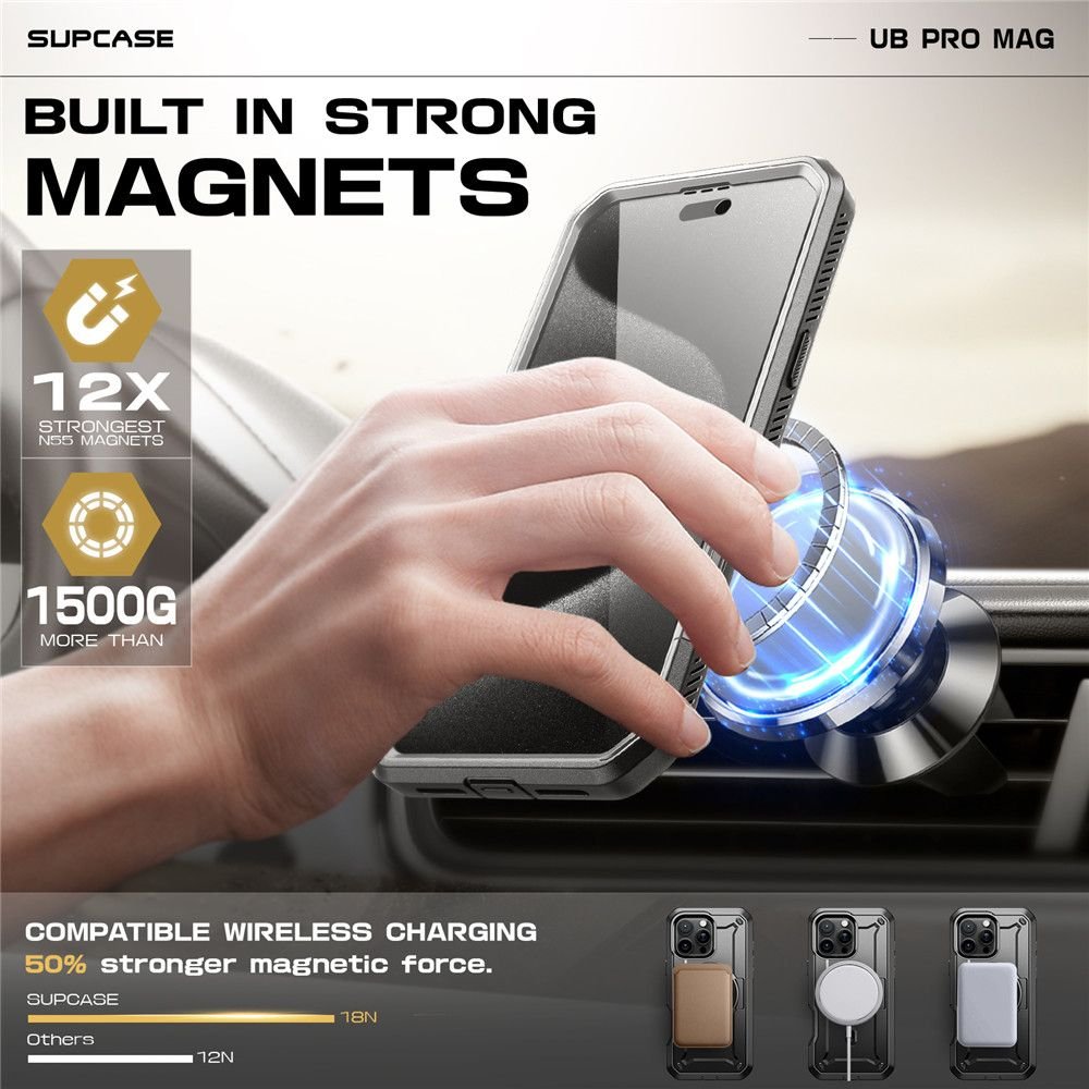Supcase iPhone 16 Pro Max - UB Pro Mag Σκληρή Θήκη με Προστασία Οθόνης και Stand με MagSafe - Titan Grey