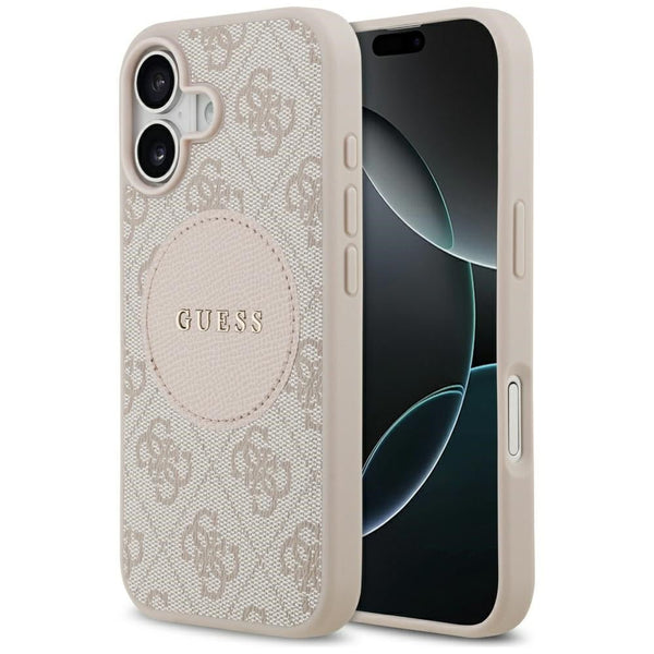 Guess iPhone 17 - 4G Circle Classic Logo MagSafe - Θήκη με Επένδυση Συνθετικού Δέρματος - Pink - GUHMP17SP4PGRSGP