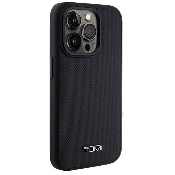 Tumi iPhone 15 Pro Leather Ballistic Pattern MagSafe Θήκη από Γνήσιο Δέρμα με MagSafe - Black
