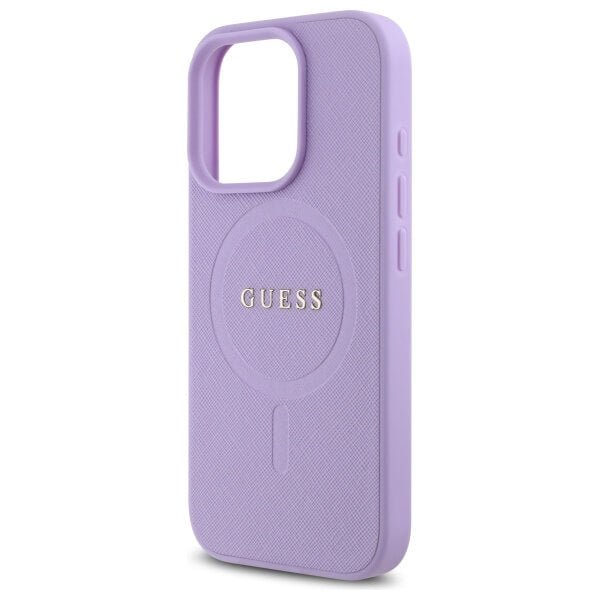 Guess iPhone 16 Pro - Saffiano MagSafe - Σκληρή Θήκη με Πλαίσιο Σιλικόνης - Purple - GUHMP16LPSAHMCU