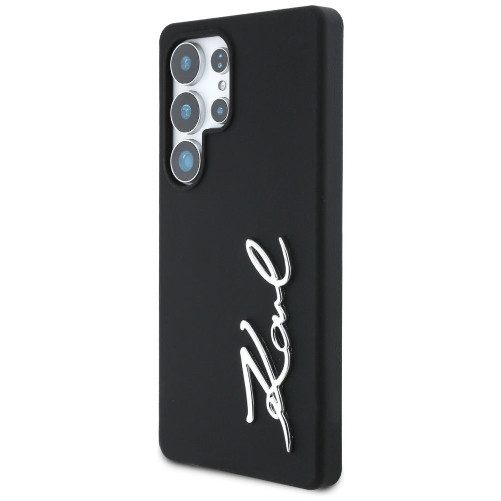 Karl Lagerfeld Samsung Galaxy S25 Ultra - Silicone Metal Signature Logo - Σκληρή Θήκη Σιλικόνης - Black - KLHCS25LSCMSMVK