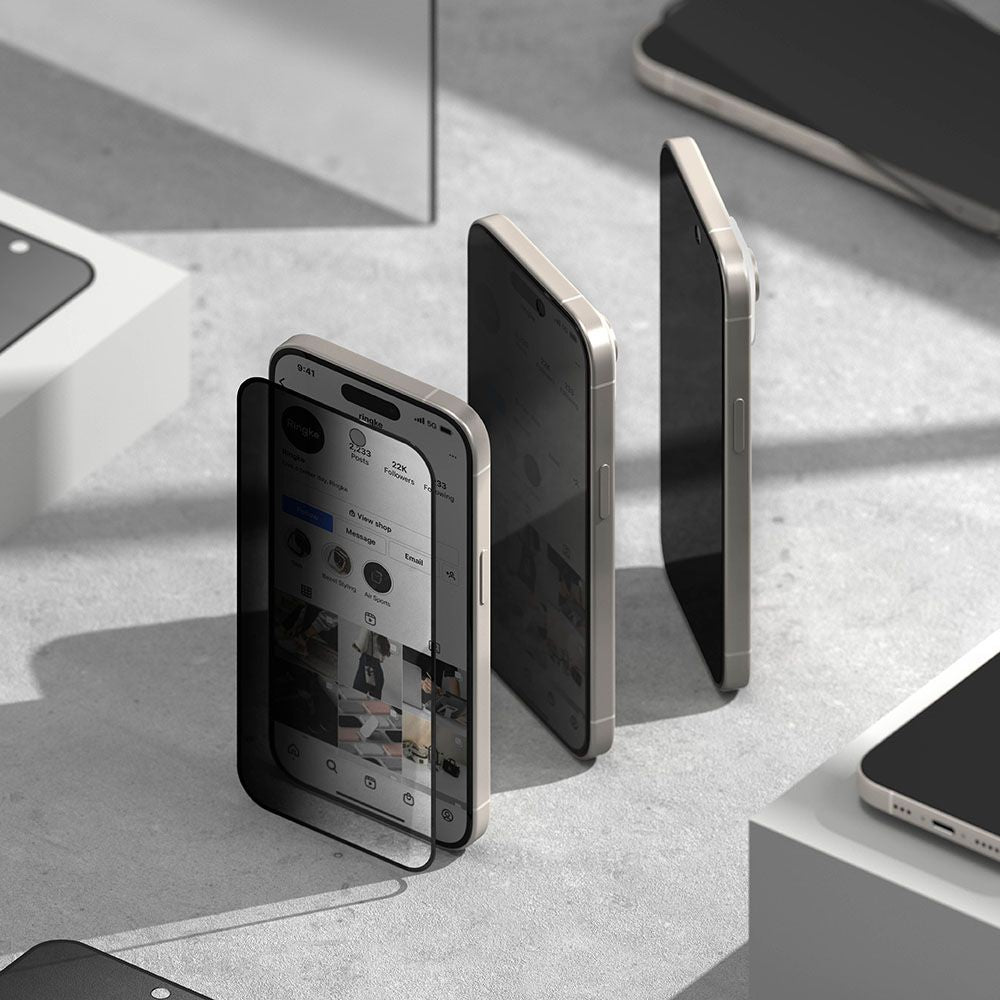 Ringke iPhone 15 TG Glass 0.3mm 2.5D 9H Tempered Glass Αντιχαρακτικό Γυαλί Οθόνης - Privacy