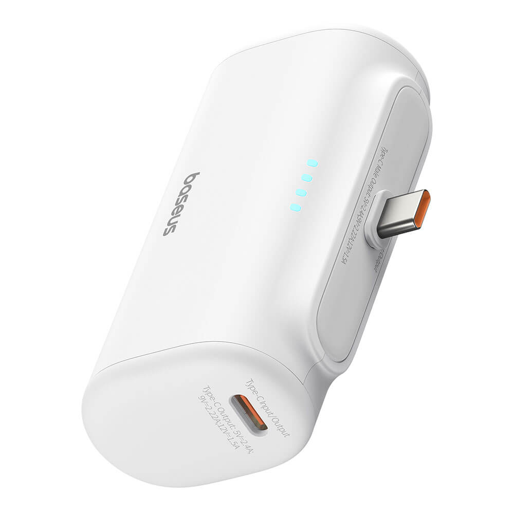 Baseus Compact Series Type - C - PowerBank 5000mAh 20W με Καλώδιο Type - C to Type - C - White - P10068306213 - 00