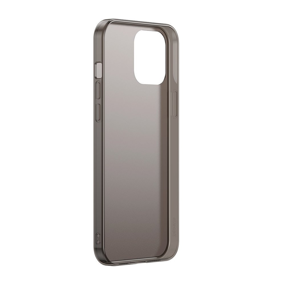 Baseus iPhone 12 / iPhone 12 Pro Frosted Glass Θήκη με Πλαίσιο Σιλικόνης και Όψη Γυαλιού Tempered Glass - Black - WIAPIPH61P - WS01