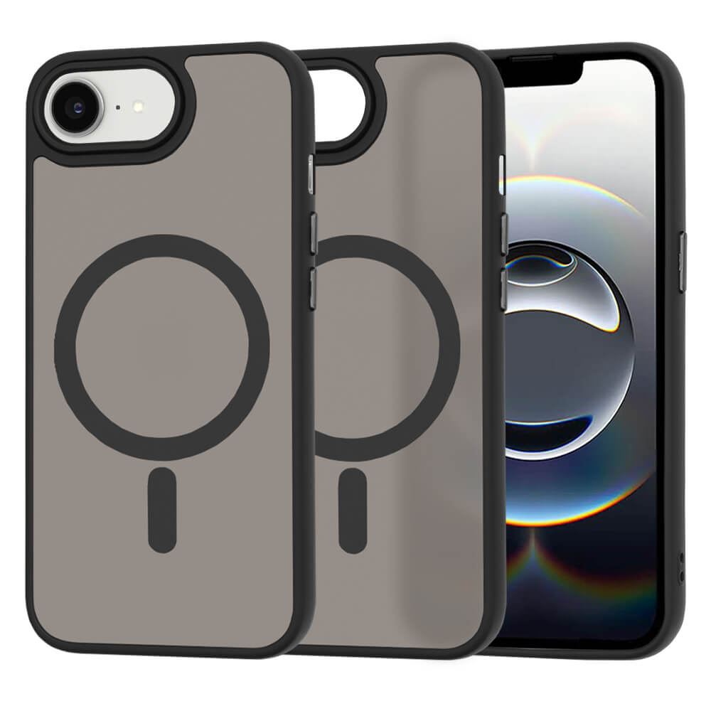 Techsuit iPhone 16e - HaloFrost Series MagSafe - Σκληρή Θήκη με Πλαίσιο Σιλικόνης - Smoke Black