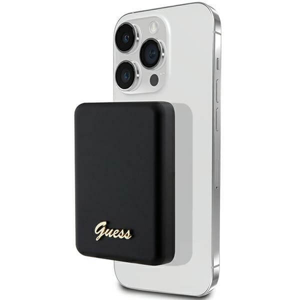 Guess PowerBank 15W - MagSafe Metal Script Logo - 5000 mAh - Black - GUPBM5ALGSGK