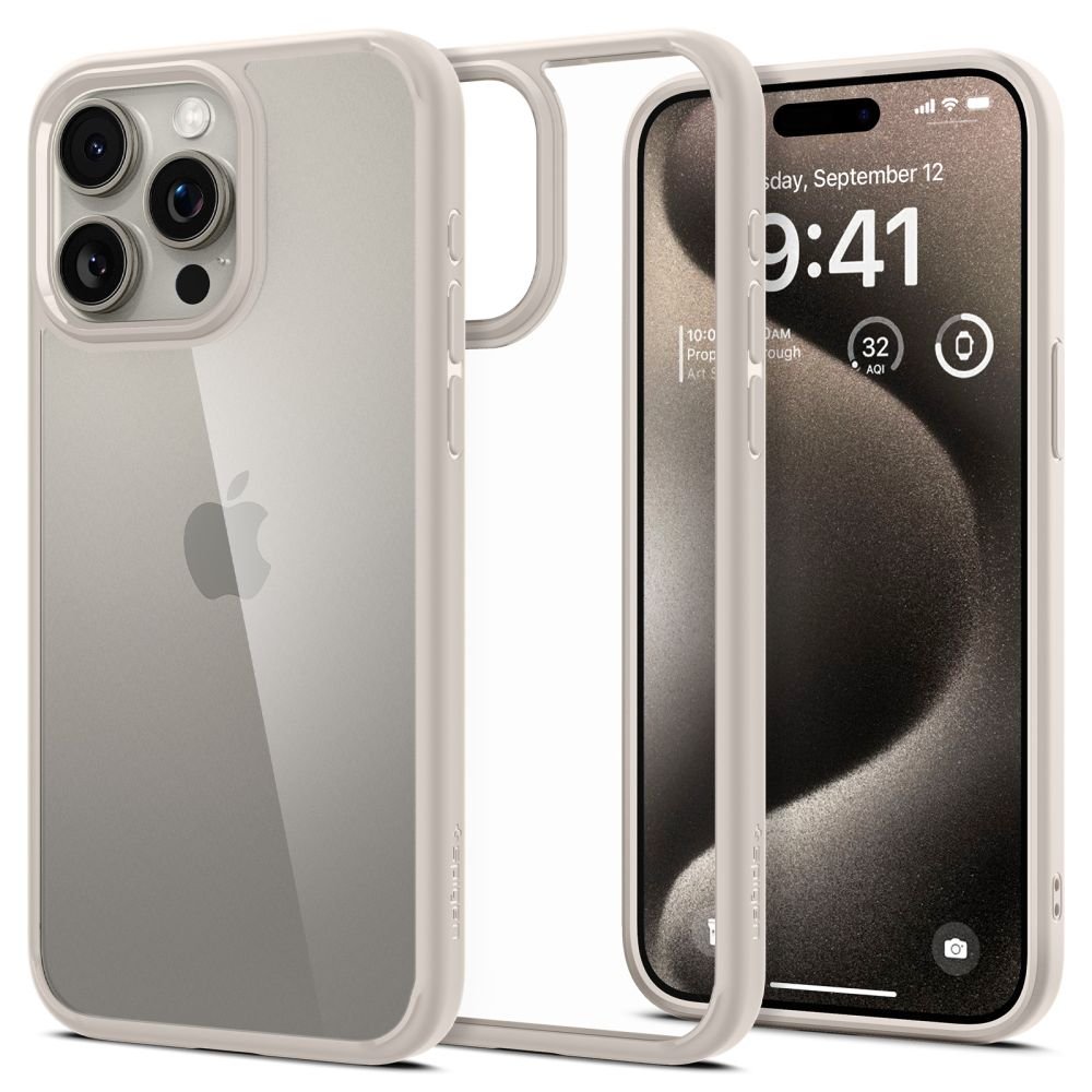 Spigen iPhone 15 Pro Ultra Hybrid Σκληρή Θήκη με Πλαίσιο Σιλικόνης - Natural Titanium