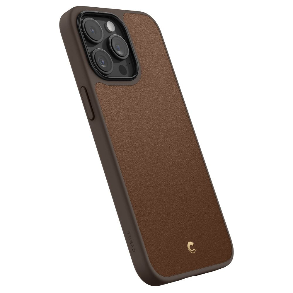 Spigen Cyrill iPhone 15 Pro Max Kajuk Mag Θήκη με Επένδυση Συνθετικού Δέρματος και MagSafe - Saddle Brown