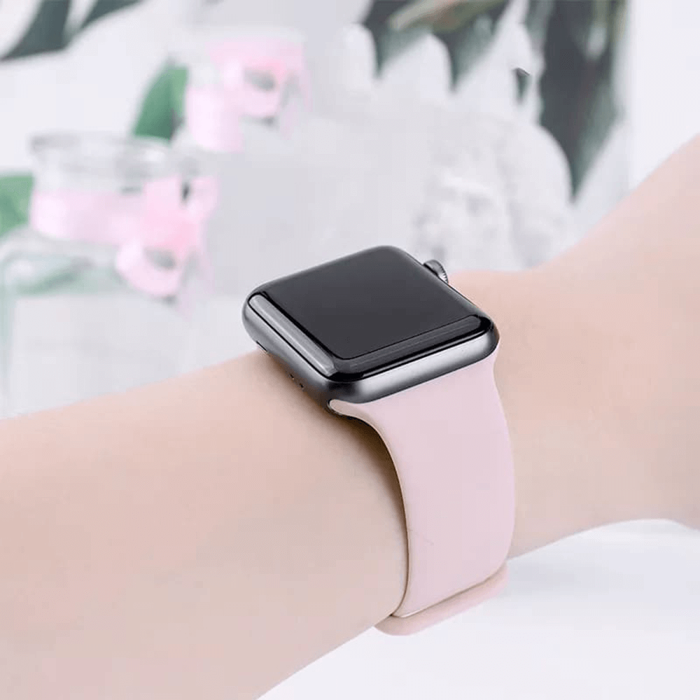 Techsuit W031 Λουράκι Apple Watch 2/3/4/5/6/7/8/9/10/11 - SE (1/2/3) - 38/40/41/42mm Watchband Λαστιχένιο - Light Pink