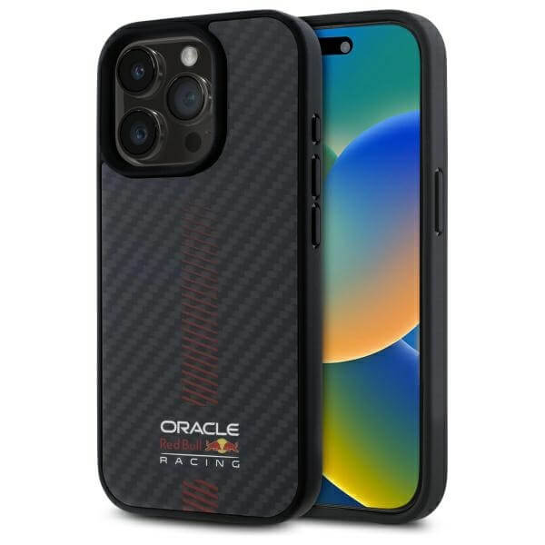Red Bull iPhone 15 Pro Max - Carbon Fiber Power Bar - MagSafe Σκληρή Θήκη με Πλαίσιο Σιλικόνης - Black - RBHMP15X24CFGSMK