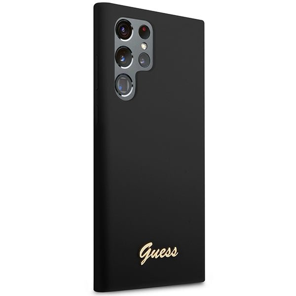 Guess Samsung Galaxy S23 Ultra Silicone Script Metal Logo Θήκη Σιλικόνης - Black - GUHCS23LSLSMK