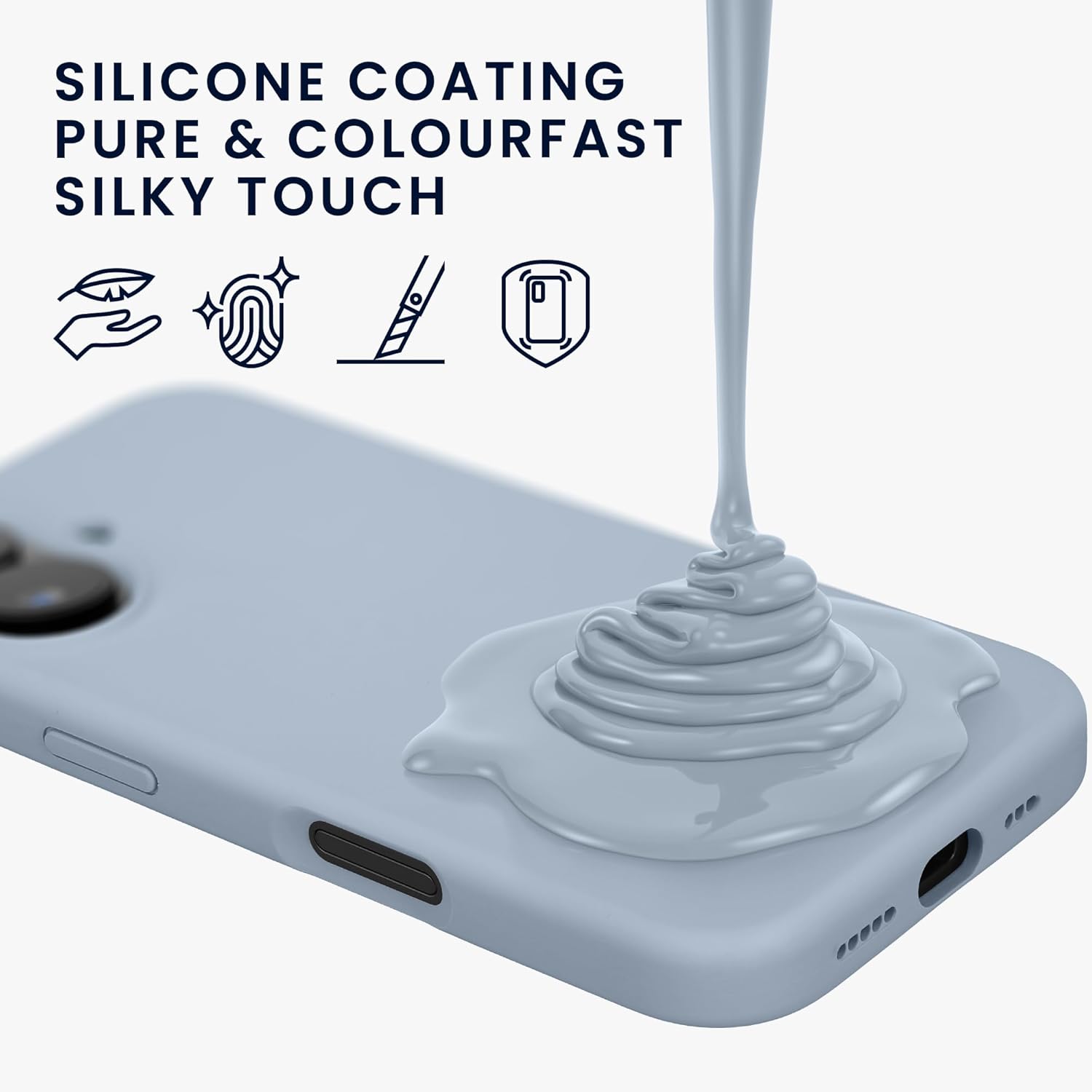 KW iPhone 16 Θήκη Σιλικόνης Rubberized TPU - Light Blue Matte