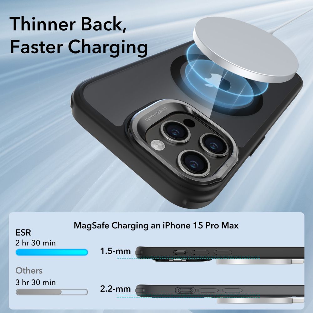 ESR iPhone 15 Pro Max Classic Kickstand Halolock MagSafe Σκληρή Θήκη με Πλαίσιο Σιλικόνης και Stand - Διάφανη / Black