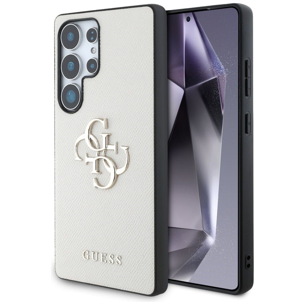 Guess Samsung Galaxy S25 Ultra - Grained Big 4G Logo Small Classic Logo - Σκληρή Θήκη με Επένδυση από Οικολογικό Δέρμα - Beige - GUHCS25LPGT4MBE