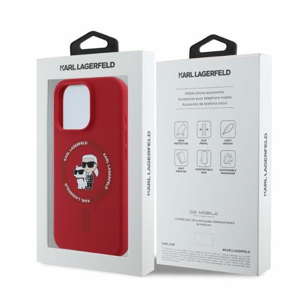 Karl Lagerfeld iPhone 16 Pro Max - Silicone KC Heads Ring MagSafe - Θήκη Σιλικόνης με MagSafe - Red - KLHMP16XSCMKCRHR