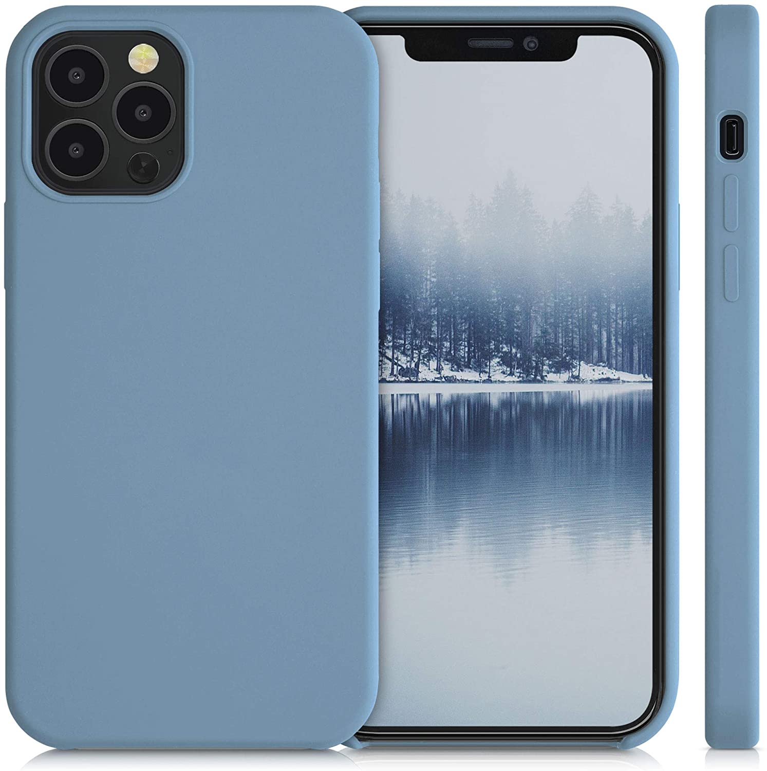 KW iPhone 12 / iPhone 12 Pro Θήκη Σιλικόνης Rubber TPU - Stone Blue - 52641.206