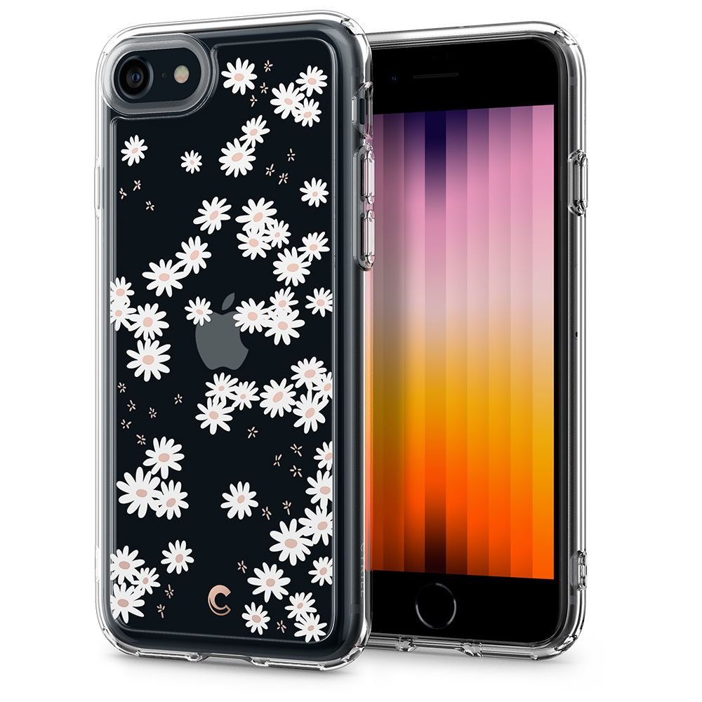 CYRILL iPhone SE 2022 / SE 2020 / 7 / 8 Cecile Σκληρή Θήκη με Πλαίσιο Σιλικόνης - White Daisy
