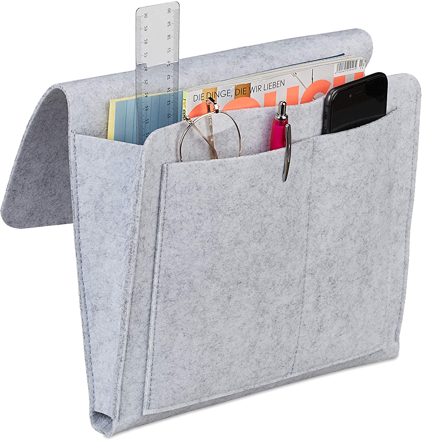 Relaxdays Bed Pocket Τσέπη Organiser Κρεβατιού - Light Grey - 4052025898335